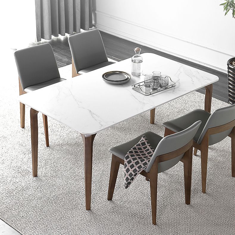 Contemporary Style 1/4/5 Pieces Dining Set Rectangle Sintered Stone Dining Table Set