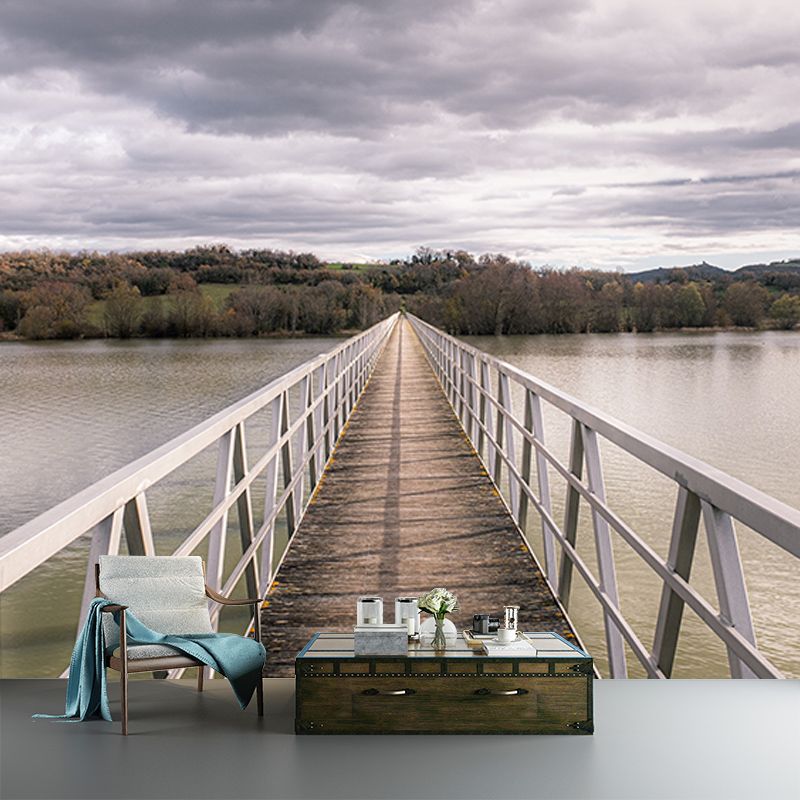 Beautiful Photography Mural Wallpaper Wooden Bridge Indoor Wall Mural