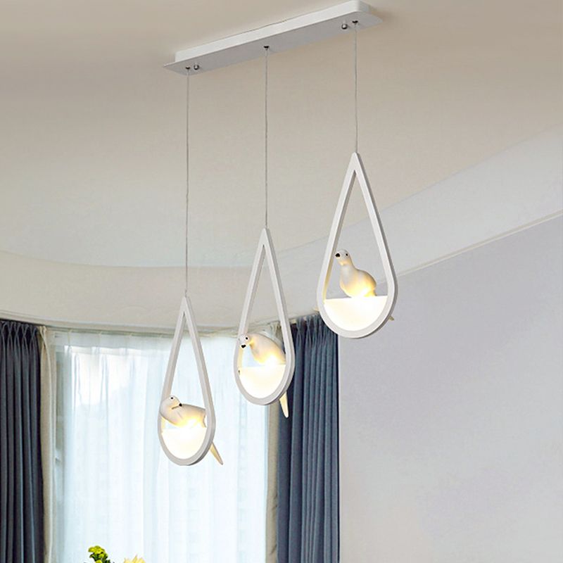 Waterdrop -Rahmen Hanging Lampe Acryl 1/2/3 Lichter Schwarz/Weiß -Decke Anhänger für Esszimmer in warmem/weißem Licht