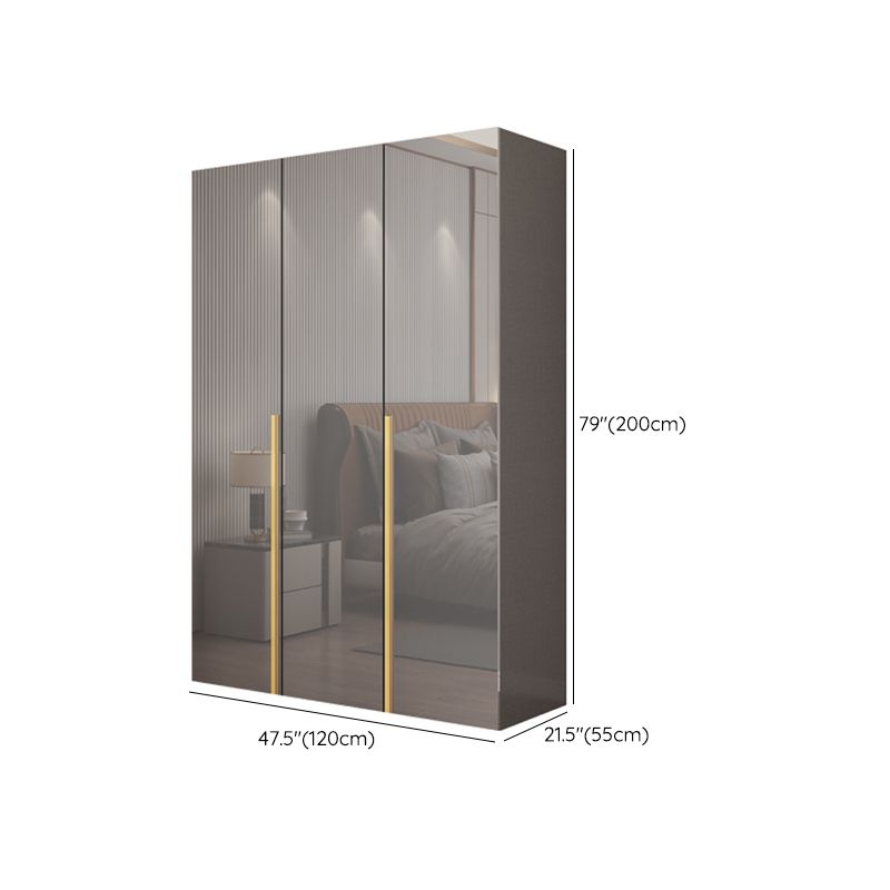 White Paint Light Luxury Wooden Wardrobe with Shelves and Sliding Door