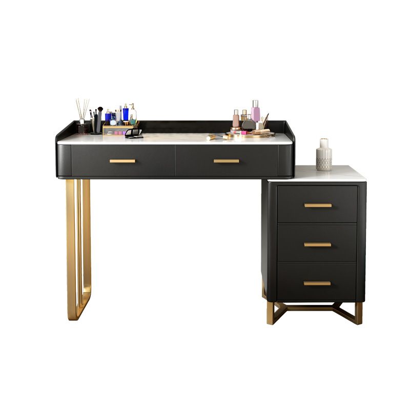 Black/White Make-up Vanity Luxurious Stone Top Dressing Table