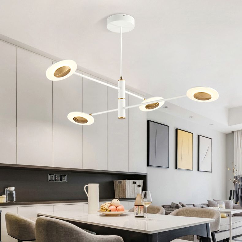 Lámpara de lámpara de discos de múltiples niveles metal y acrílico posmoderno 4/6/8 luces negras/blancas luz colgante para comedor