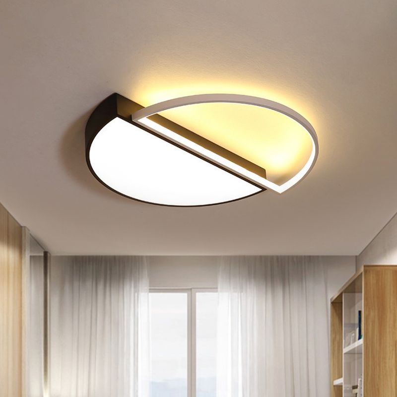 Splicing Round Flush Mount Ceiling Light Modernity Metal LED Black/White Flush Lamp in Warm/White Light/Remote Control Stepless Dimming, 18"/21.5" W