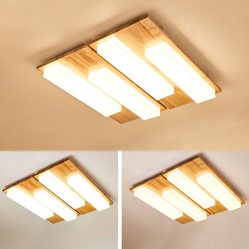 Multi-light Wooden Simplicity LED Ceiling Lamp Flush Mount Ceiling Light for Living Room