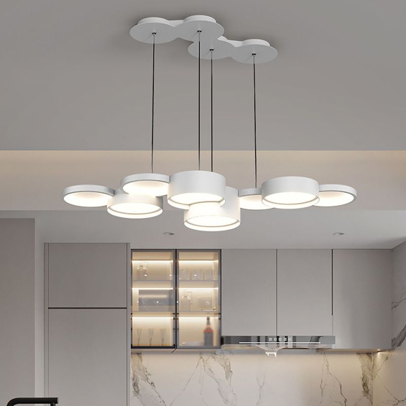 White Island Lamp Modern LED Island Hanging Light with Acrylic Shade for Bedroom