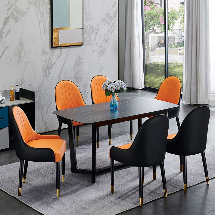 Glam Style Wood Chair Faux Leather Parsons Side Chair for Dining Room 20.8"x21.6"x35.4"