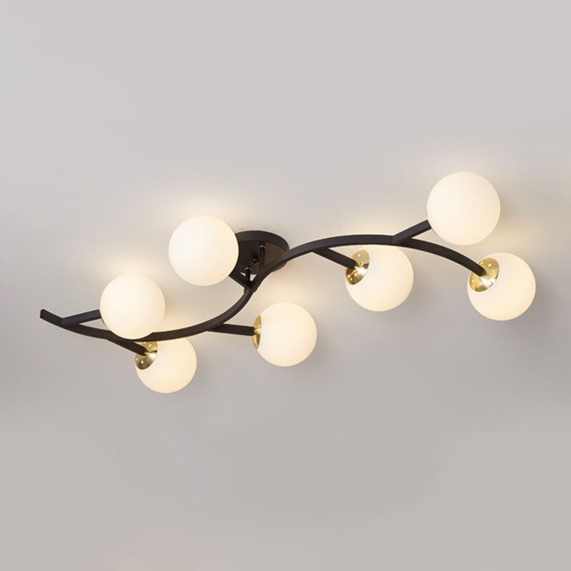 Sphere Glass Semi Mount Lighting Modern Style Ceiling Mounted Light