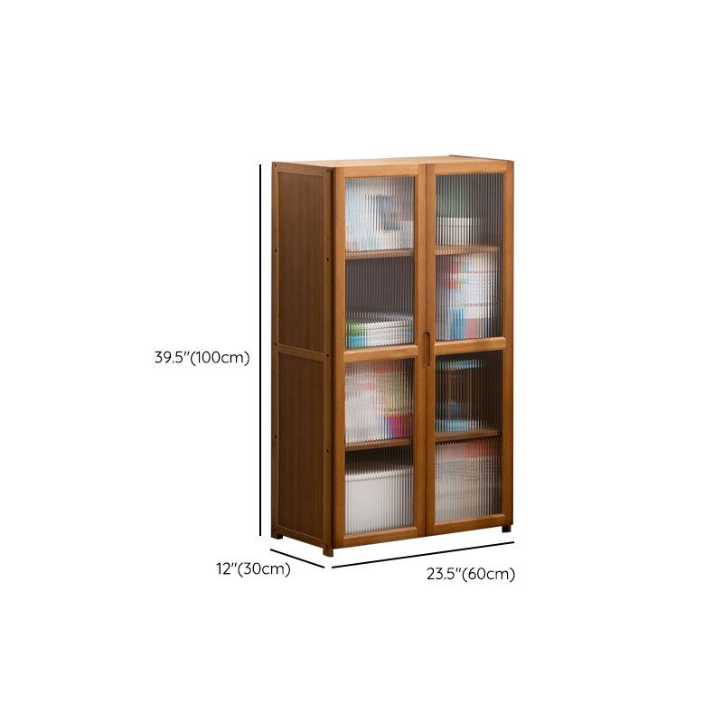 Contemporary Closed Back Bamboo Bookshelf Acrylic Bookcase with Cabinets
