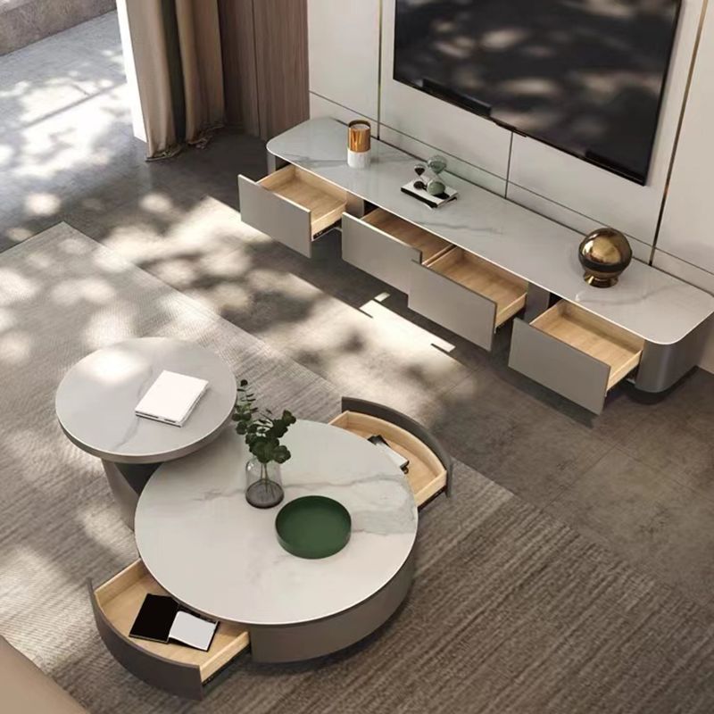 Stone TV Stand Console Contemporary TV Media Console with Drawers