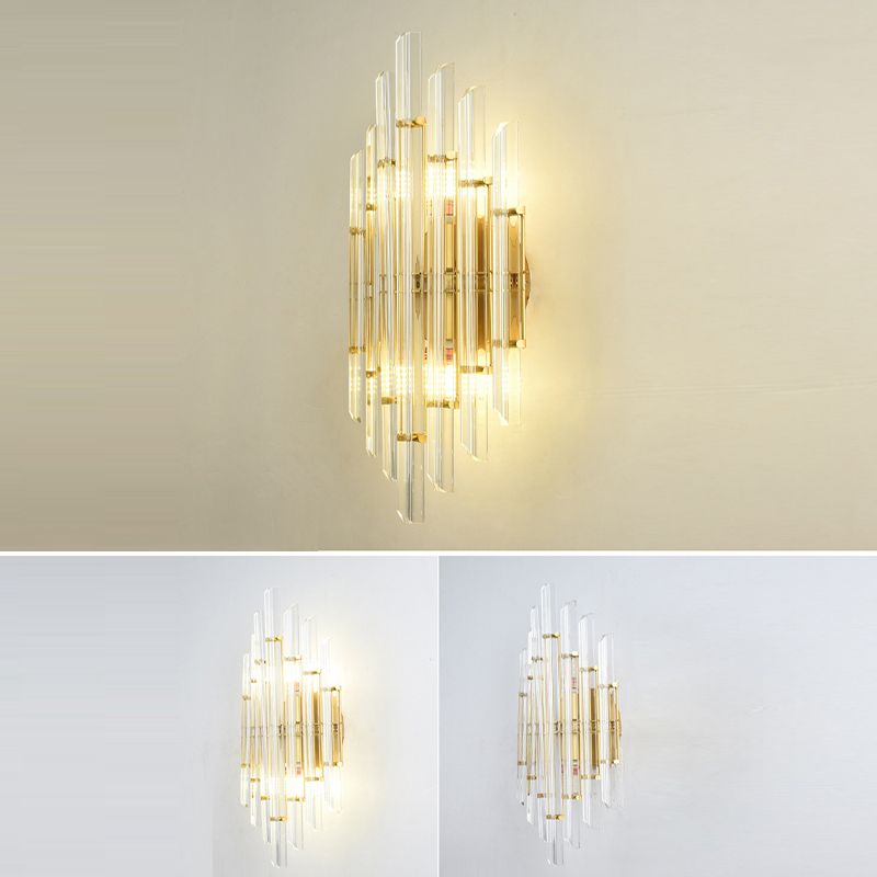 Modern Style Diamond Shape Wall Sconce Crystal 2 Light Sconces for Bedroom