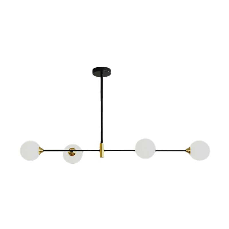 Linear Ceiling Pendant Light Minimalist Glass Hanging Lamp in Black