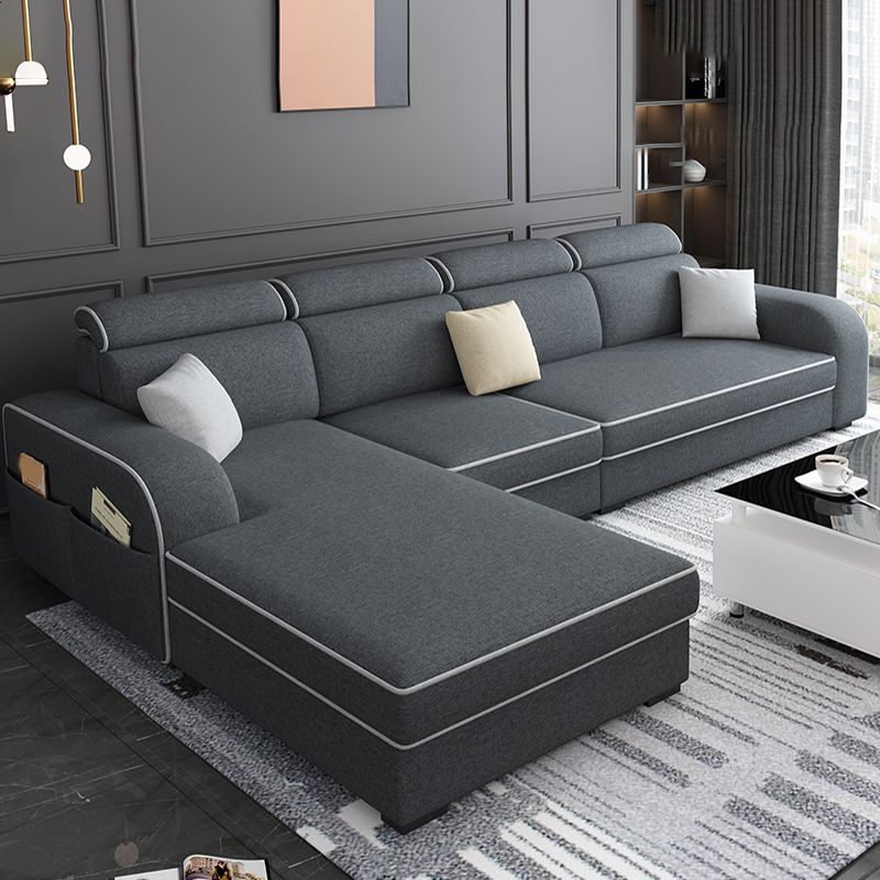Square Arm Sectional Sofa with Storage Adjustable Sectionalfor 4 People