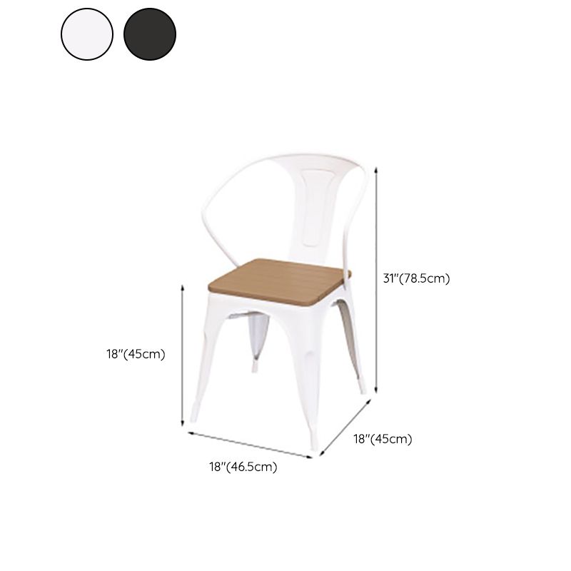 Industrial Metal Outdoors Dining Chairs Open Back Patio Arm Chair