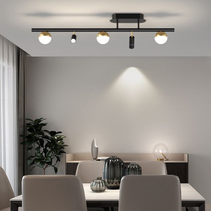 Wrought Iron Track Lighting Modern Linear Ceiling Mounted Lamp for Dining Room