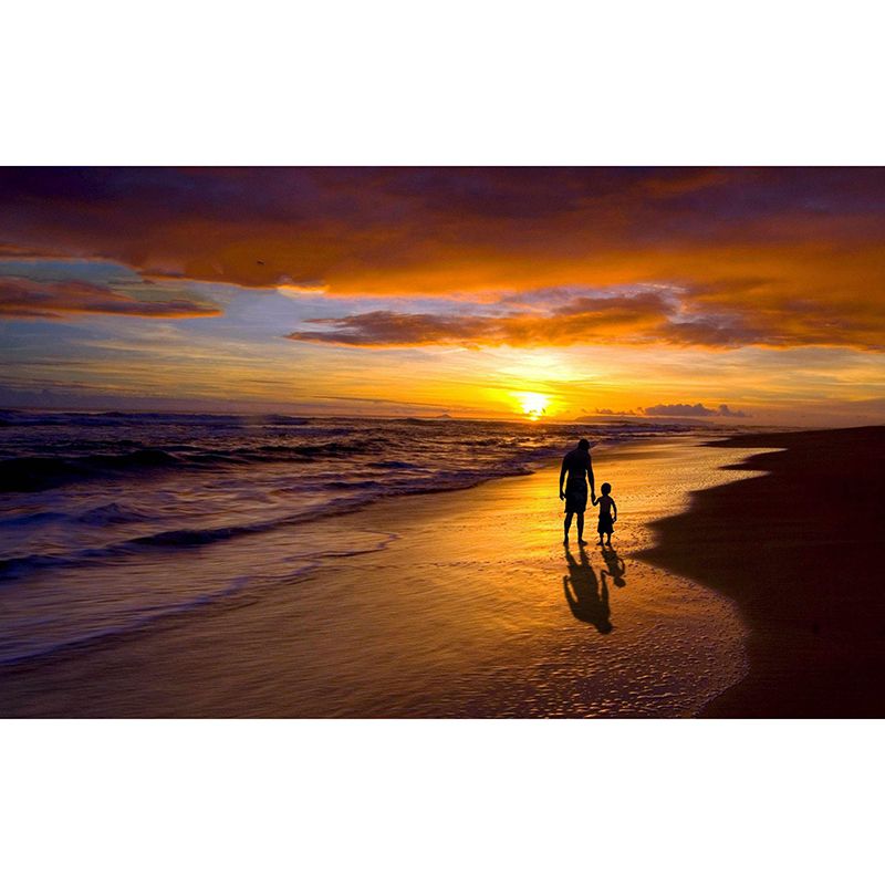 Beach Mural Wall Covering for Bathroom Decorative Mildew Resistant Wallpaper