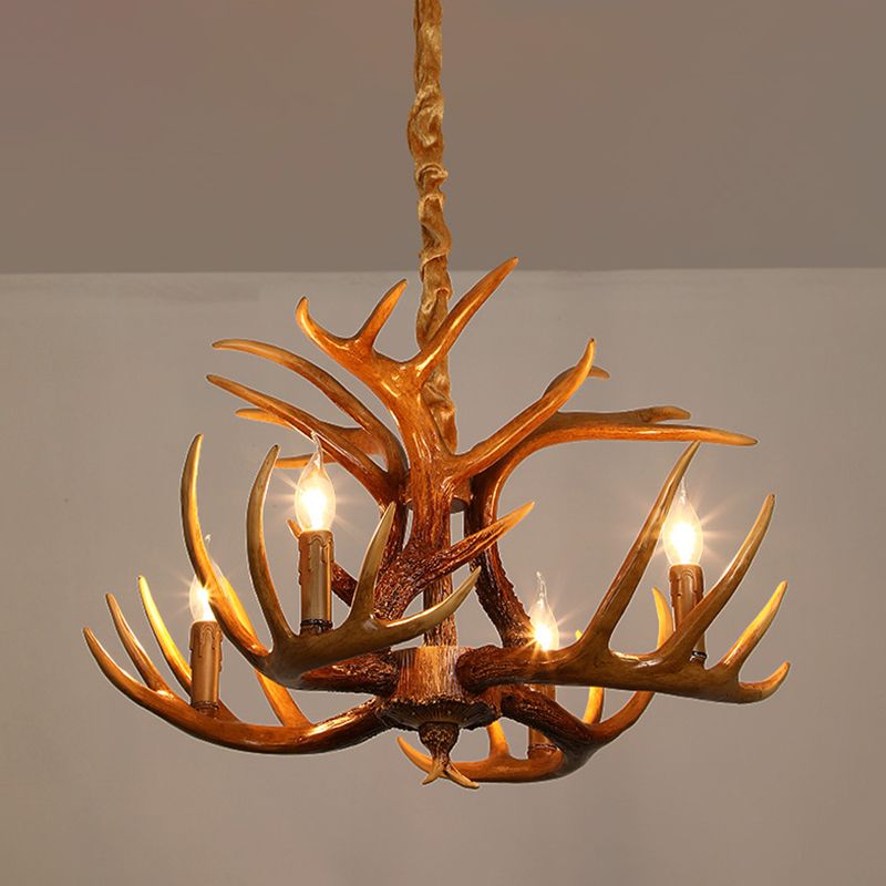 Rustic Antler Chandelier Light Fixtures Multi-Head Chandelier Pendant Lamp for Restaurant