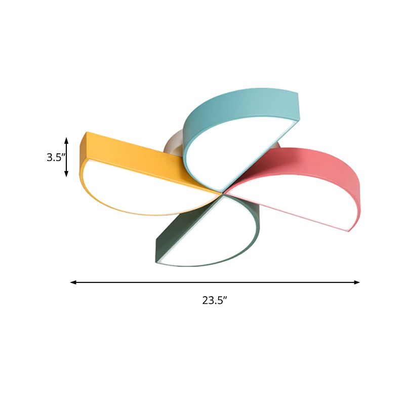 Metal Toy Windmill Ceiling Light Nursing Room Cartoon Multi-Color Flush Ceiling Light