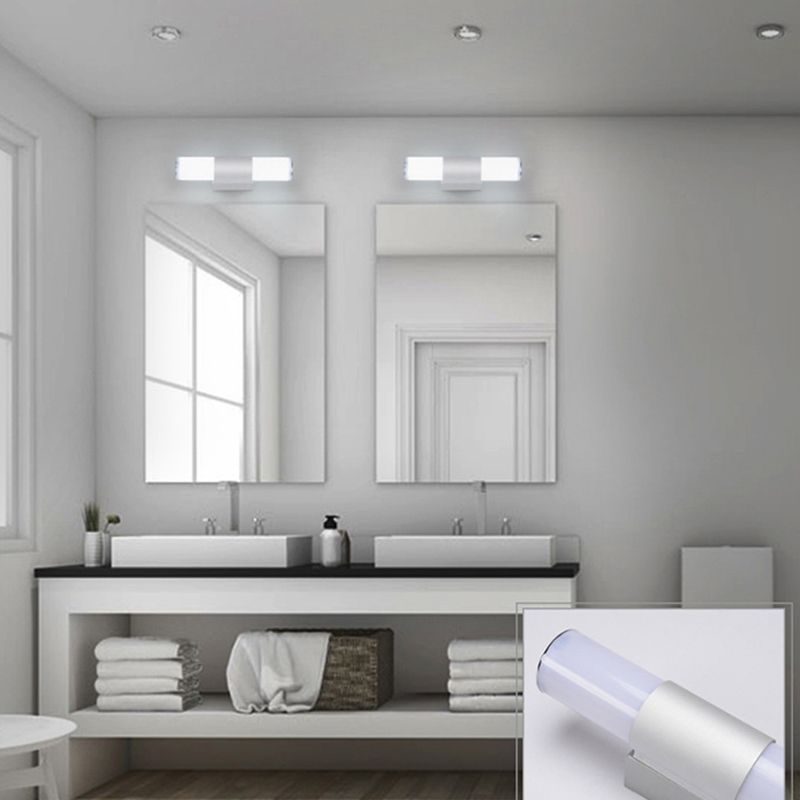 Silver Acrylic Contemporary Wall Sconce 1-Light Linear Wall Mounted Lighting for Bathroom