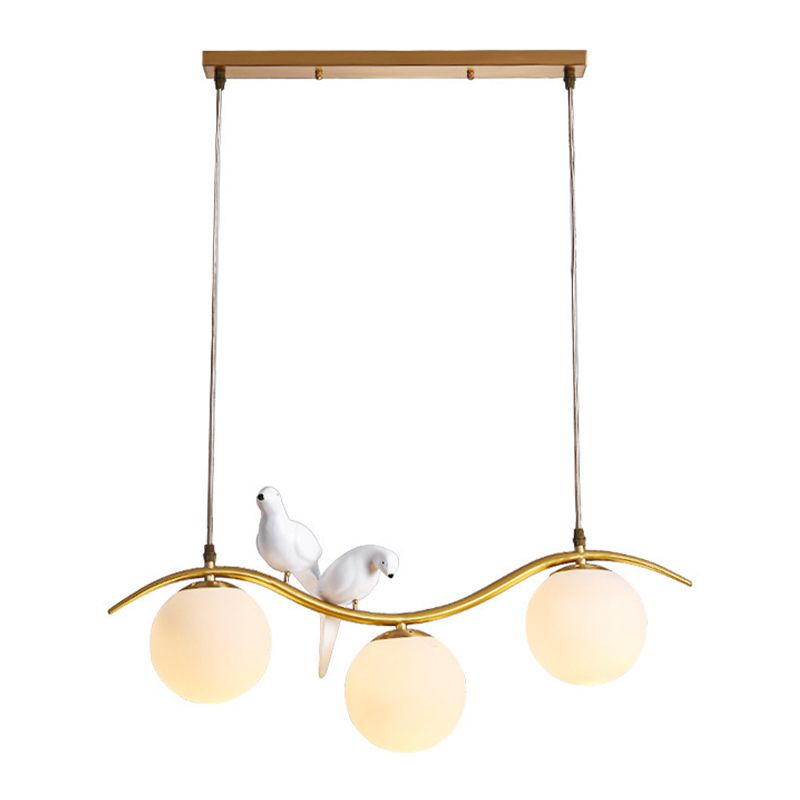 Industrial Style Globe Shape Island Lights Metal 3/4 Lights Pendant Light in Gold
