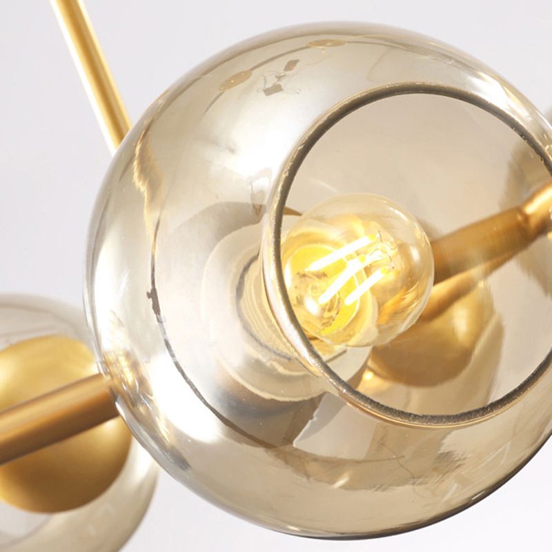 Radial Chandelier Light Post Modern Glass 8/12 Lights Black/Gold Ceiling Suspension Lamp