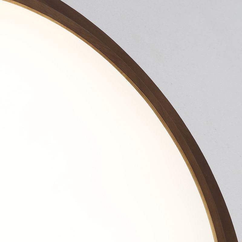 Brown Dish Ceiling Light Modernity 15"/18"/23" Dia LED Wood Flush Mount Fixture in Natural Light