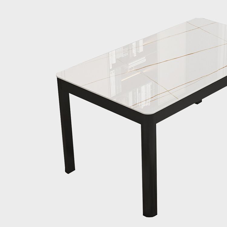 Contemporary Style Rectangle Glass Dining Site Table with 4 Legs