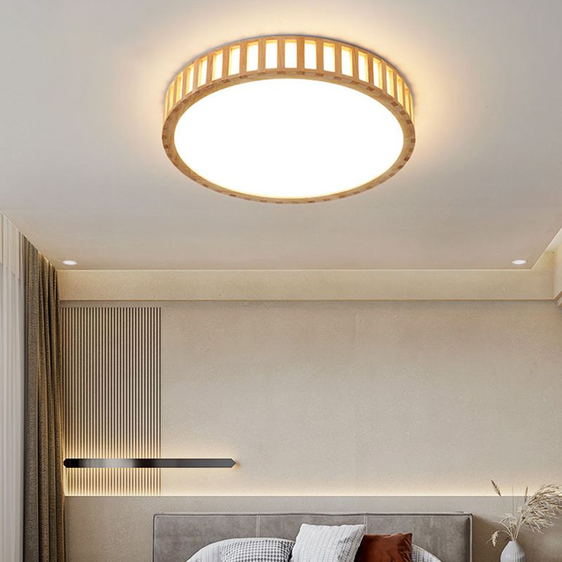 Bois 1-Flush léger Mount Ceiling Fixture Modern Style Drum Flush Mount Lamp for Living Room