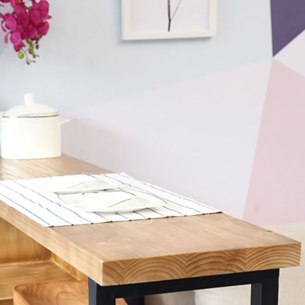 Industrial 1/2/3 Pieces Bar Table Set Rectangle Bar Table with High Wood Stools