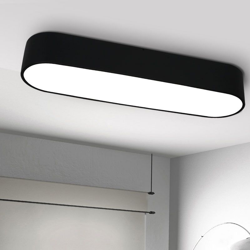 Lampe à encastrer à boîtier à bord lisse Lampe à encastrer moderne en métal LED 23,5"/35,5" de large Plafonnier à encastrer blanc/noir pour chambre à coucher en lumière blanche/chaude
