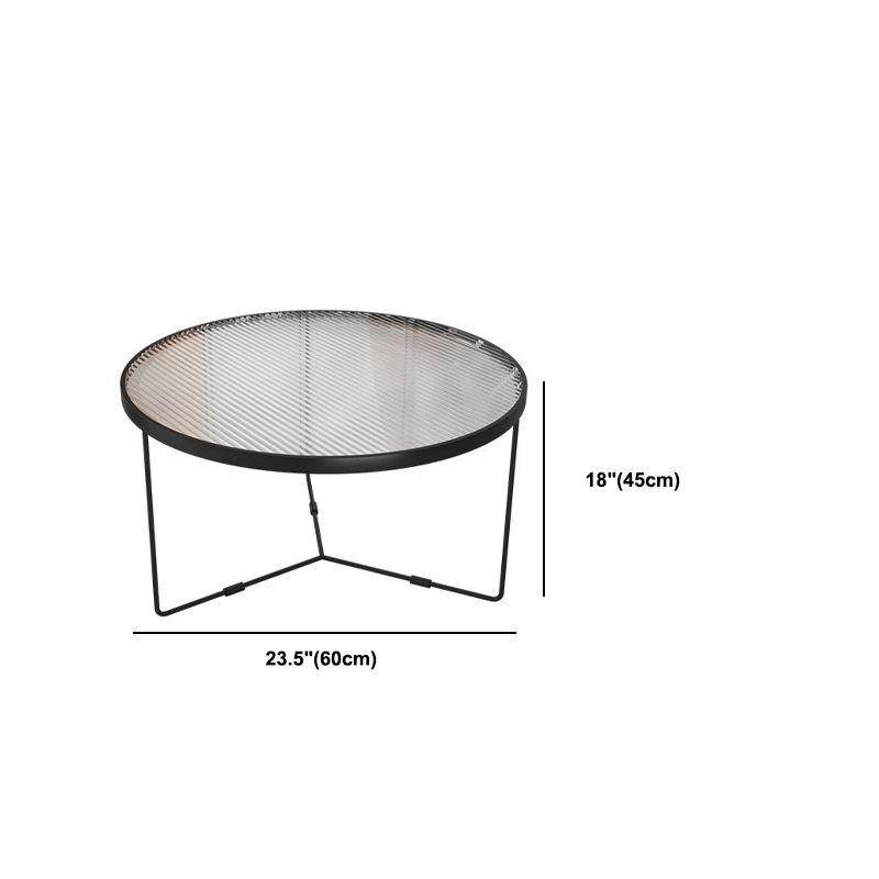 Modern Style Round Toughened Glass Table with Metal Cross Legs Coffee Table