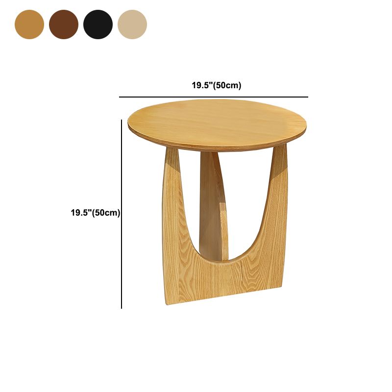 Scandinavian Round Wooden Top Side Table 19.6-inch Abstract End Table