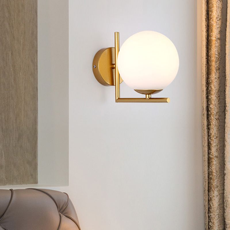 Glass Globe Wall Sconce in Modern Concise Style Wrought Iron Wall Lamp for Interior Spaces