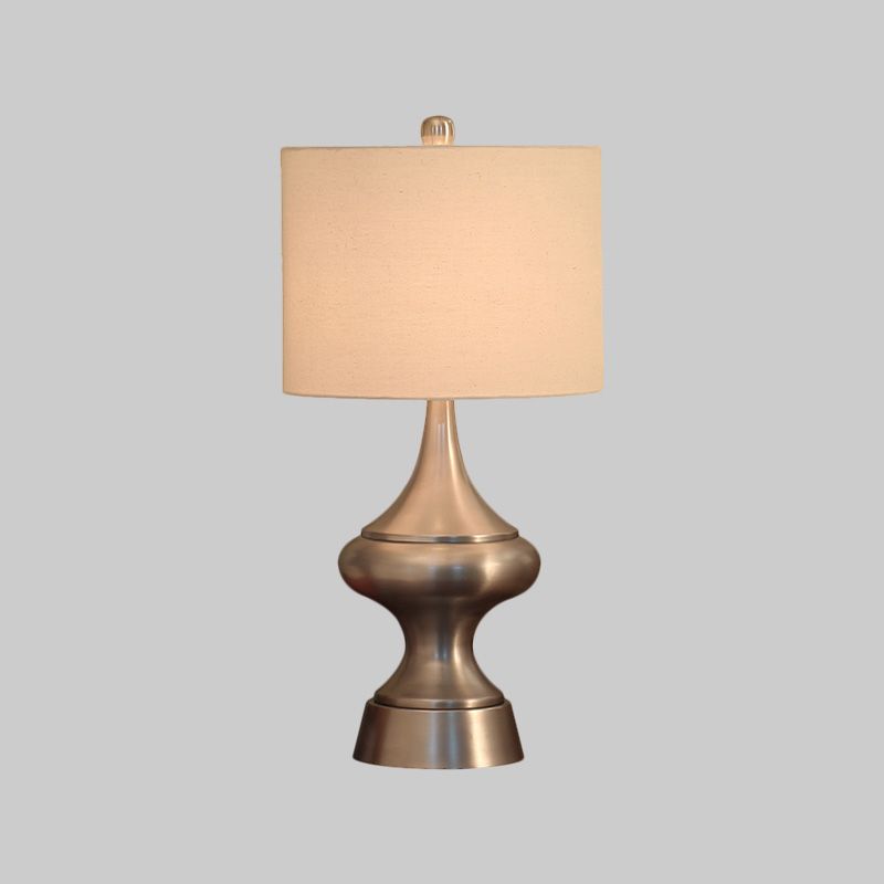 Bronze / nickel Drum en forme de bureau Lumière Vintage Style Fabric 1 Claie de nuit Light Room Night Lampe