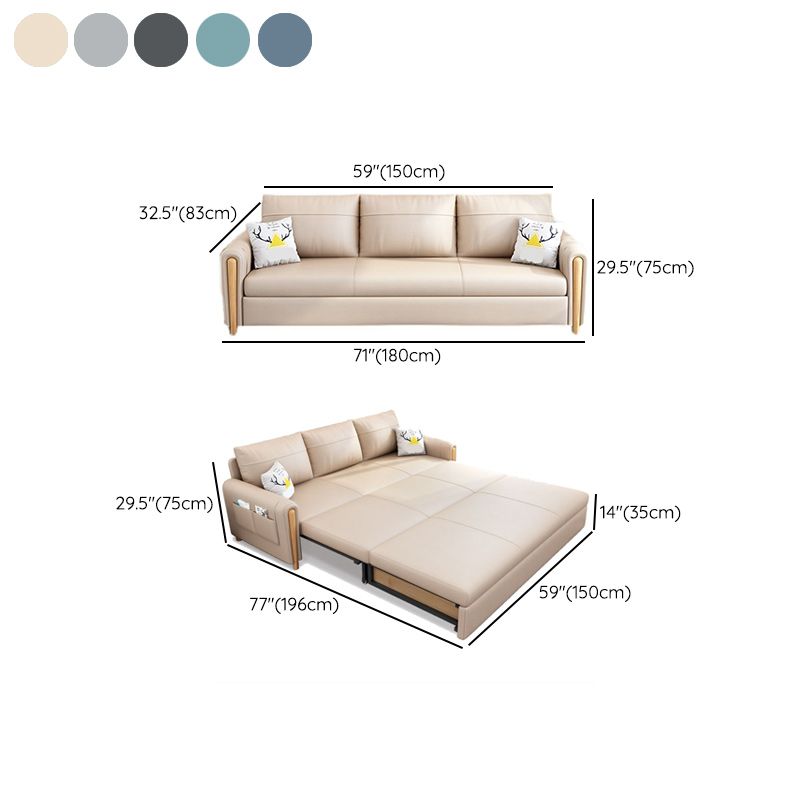 Cushion Back Sofa Futon Square Arms Convertible Sofa with Storage