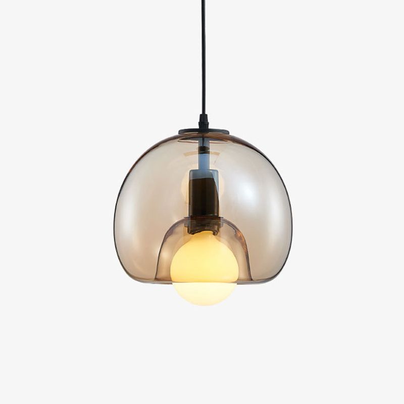 Glass Black Hanging Lamp in Modern Creative Style Lacquered Iron Globe Pendant Light for Dining Room