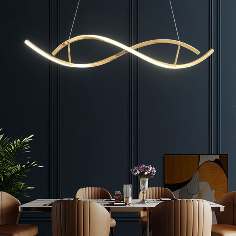 2 Lights Geometric Chandelier Light Contemporary Metal Pendant Lighting in Gold