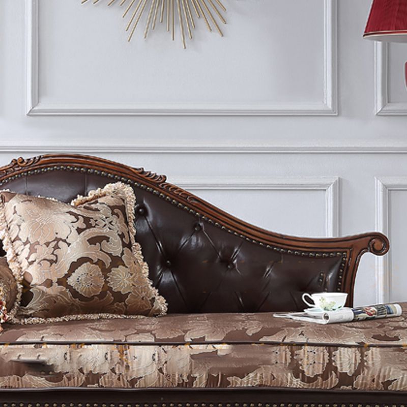 Traditional Upholstered Chaise Lounge Couch Fabric Chaise Lounge Chair with Arms