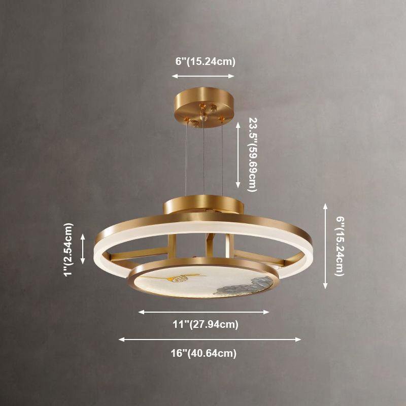 Chinese minimalisme-stijl LED hanger kroonluchter licht geometrische tweedaagse kroonluchter lamp