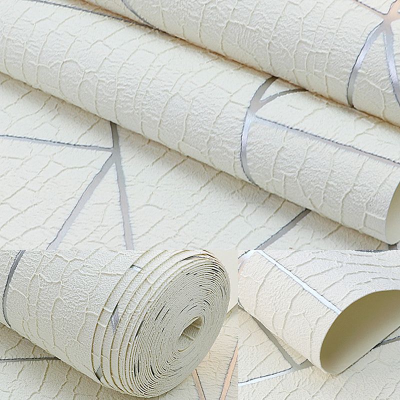 Flock Wallpaper Triangle Pattern Teenage Bedroom Non-Pasted Wall Covering, 54.2-sq ft