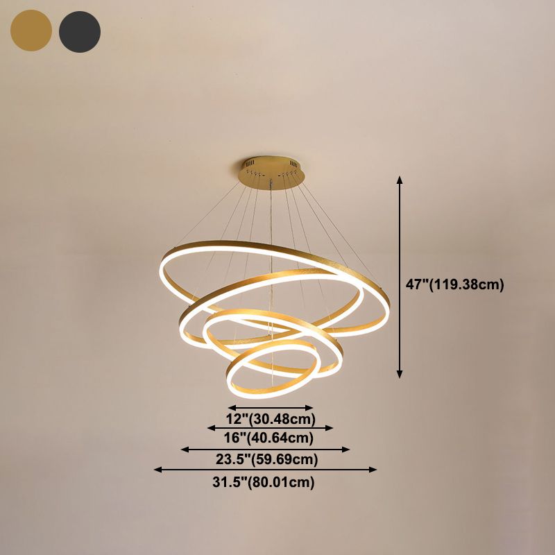 Rings Ceiling Pendant Light Modern Style LED Metal Hanging Chandelier