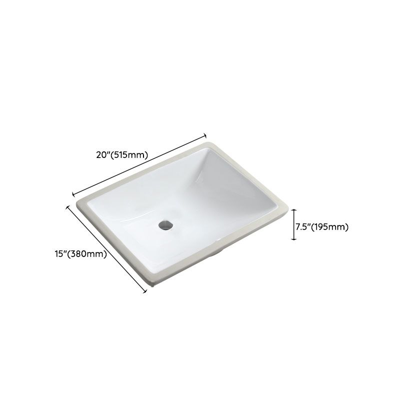 Modern Porcelain Bathroom Sink Undermount Bathroom Sink in White(Not Including Faucet)