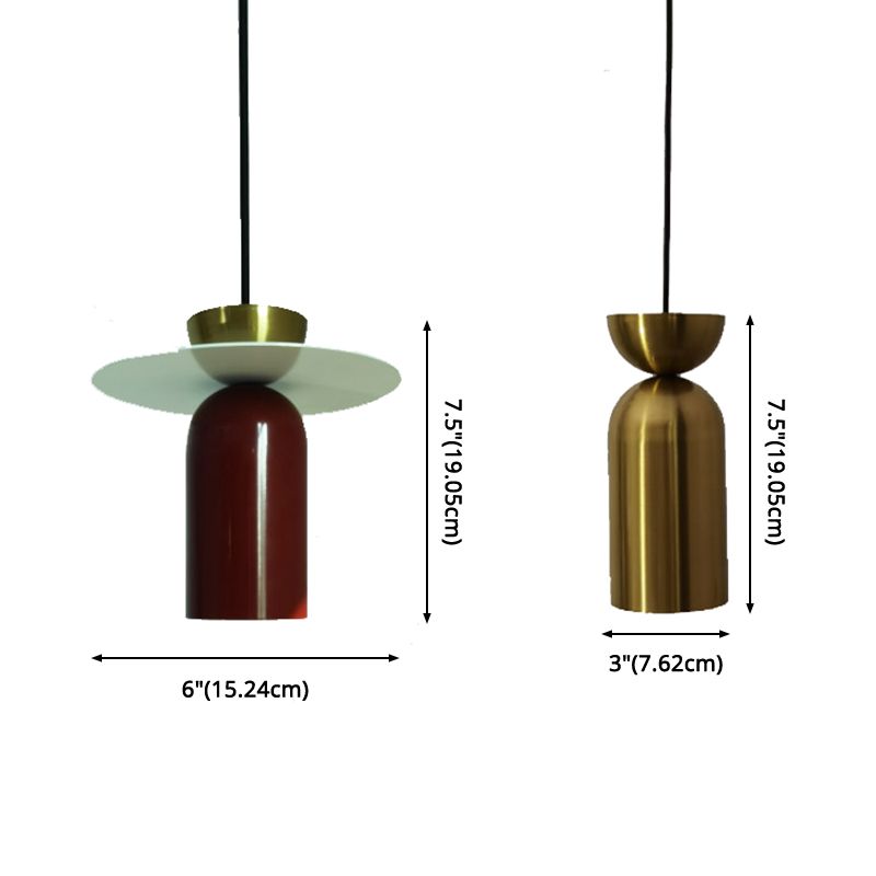 Zylindrische kleine Anhängerlampe postmoderne Metall 1 Kopf Esszimmer Deckenleuchte