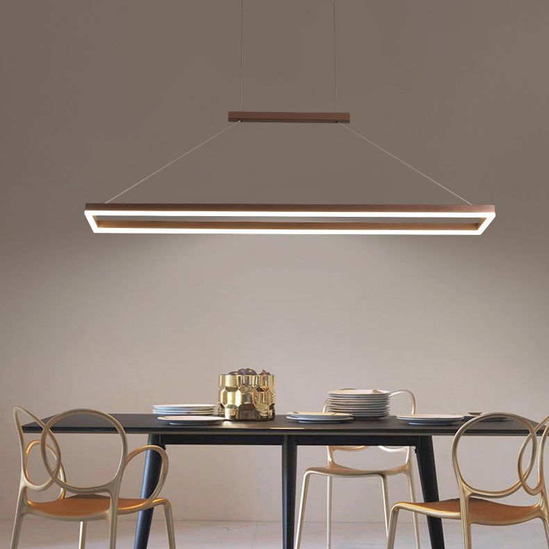 Modern Minimalist Rectangle Island Light Metal LED Restaurant Pendant Lighting for Living Room