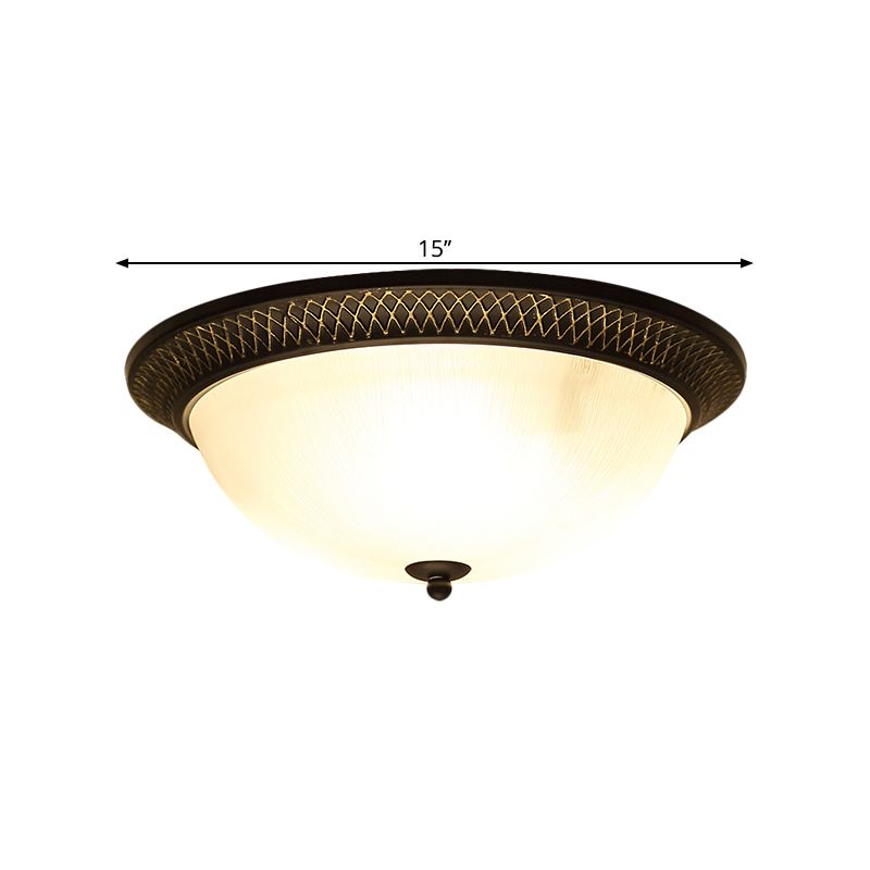 Opaline Glass Brass Flush Mount Semicircle LED Classic Ceiling Light Fixture for Hallway, 12.5"/15" W
