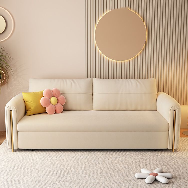 32" Wide Scandinavian Sofa Futon White Foldable Sleeper Sofa