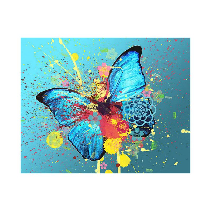 Blue Modern Area Rug Floral Pattern Polyester Area Carpet Easy Care Non-Slip Rug for Living Room