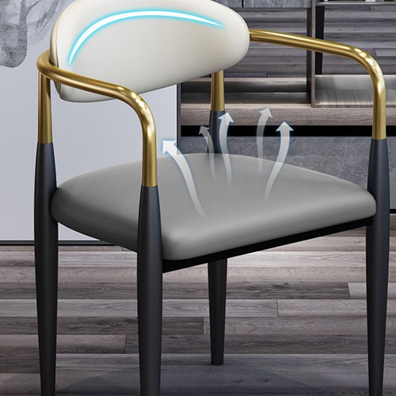Modern Upholstered Dining Arm Chair Open Back Dining Side Chair
