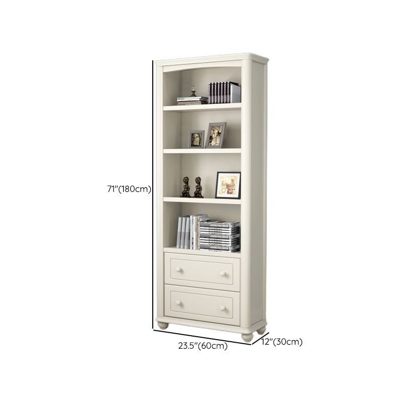 Wood Standard Bookshelf White Contemporary Bookcase with Shelves