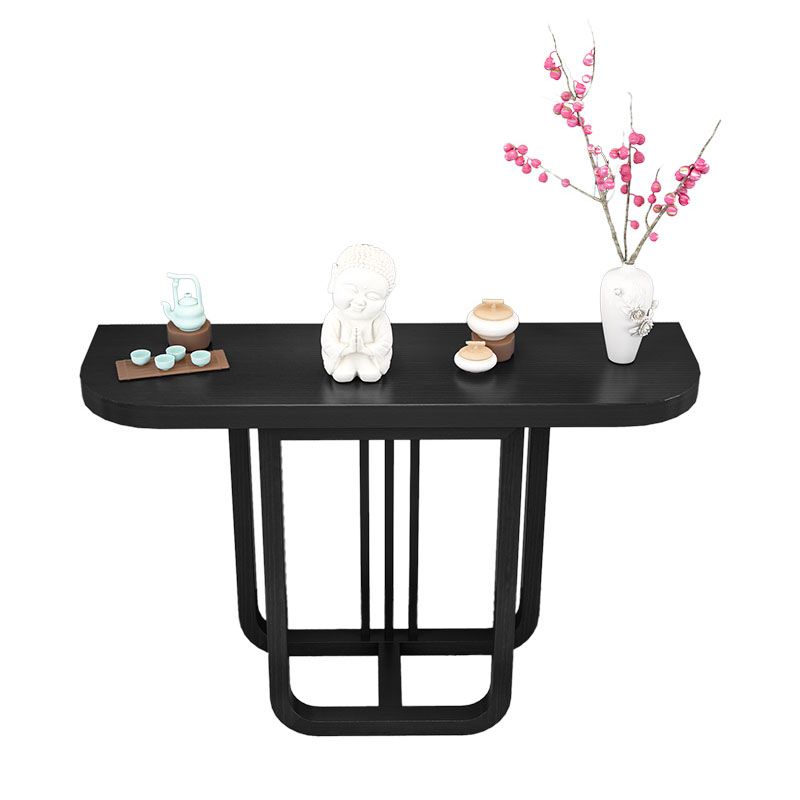 Pine Half Moon Console Table Mid-Century Modern 14" W Accent Table for Hall