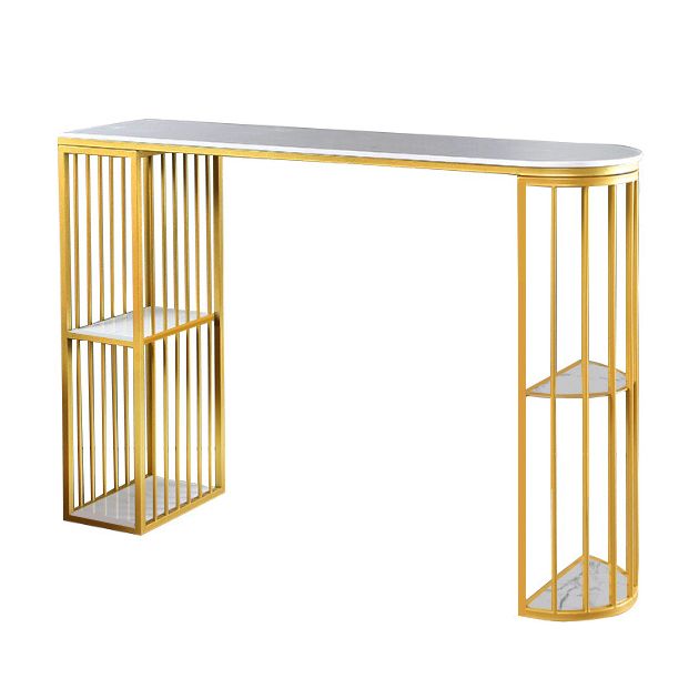 Modern Stone Living Room Bistro Bar Table Storage Double Pedestal Bar Table